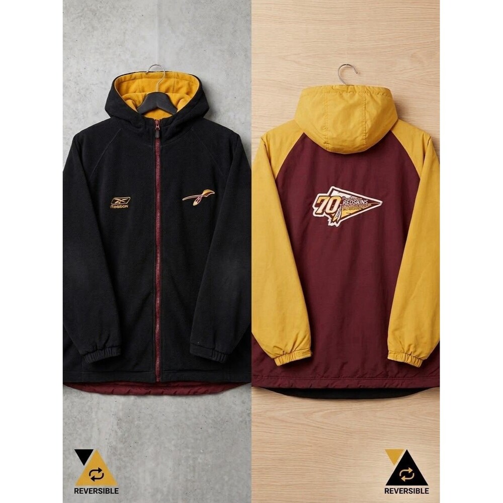 Vintage Reebok NFL Washington Redskins Reversible Jacket 70th Anniversary XL